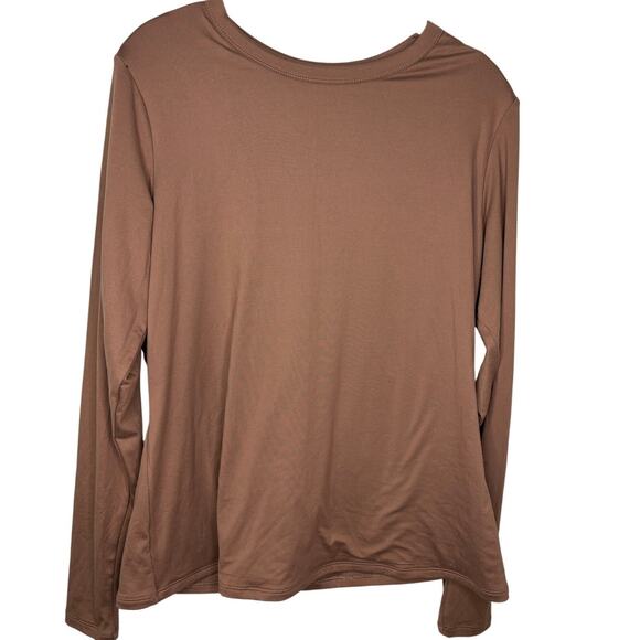 Naked Wardrobe Long-Sleeved Shirt Top Plus Size 2X Brown Stretch Basic Layering - Picture 1 of 6